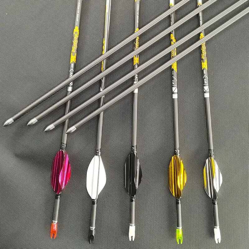 12pcs 30.5in ID4.2mm Pure Carbon Arrow Spine350-900 with 1.8in Spin Vanes - Image 1 of 4