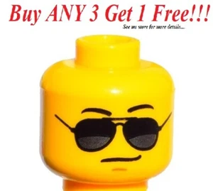 ☀️NEW Lego Male Minifigure Minifig Head Face Sunglasses Grin #5 - Picture 1 of 3