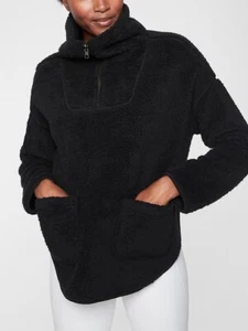 ATHLETA Nirvana Sherpa Poncho Giacca Reversibile, Nuovo senza etichette, XXS, Nero FL SW 2 - Foto 1 di 4