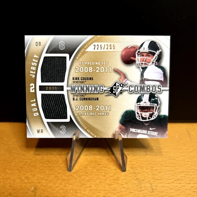 2012 SPx Winning Combos Dual Jerseys #WM24 Kirk Cousins B.J. Cunningham /299 - Image 1 of 4