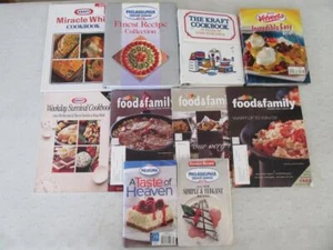 BIG Lot of (10) KRAFT Cookbooks PHILADELPHIA CREAM CHEESE VELVEETA MIRACLE WHIP - Foto 1 di 1
