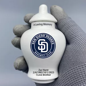 Ceramic Mini Urn for San Diego Padres Baseball Theme, Custom Text - Picture 1 of 5