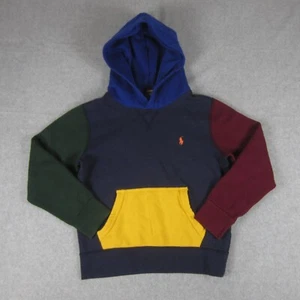 Polo Ralph Lauren Hoodie Youth Boy Small 8 Colorblock Sweatshirt Preppy - Picture 1 of 16