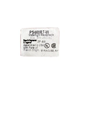 Pass & Seymour PS460R7-W And PS 460P7-W Watertight Pin & Sleeve Receptacle No.1 - Image 1 of 4