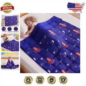 Blue Ocean Weighted Blanket for Kids 50x60in - Cooling & Breathable Comfort - Picture 1 of 8