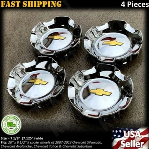 4 NEW WHEEL CENTER CAP 2007-2013 CHEVY SILVERADO TAHOE AVALANCHE SUBURBAN CHROME - Picture 1 of 4