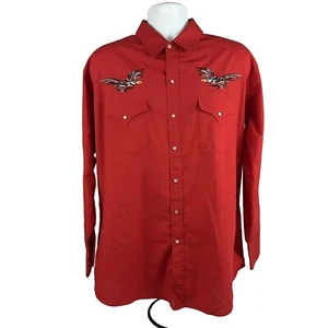 Plains Western Wear VTG Cowboy Shirt XL Embroidered Roosters Pearl Snaps Chicken - Picture 1 of 10