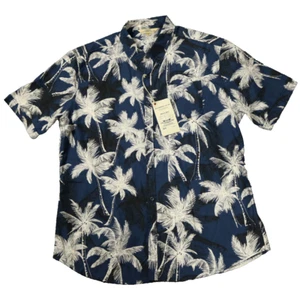Alexander Julian Colours 100% Cotton Hawaiian Shirt Palm Trees Blue White XL - Picture 1 of 24