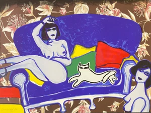 Guillaume Corneille Komplizen mit Kätzchen 1980 signierte Kunstlithographie - Bild 1 von 2