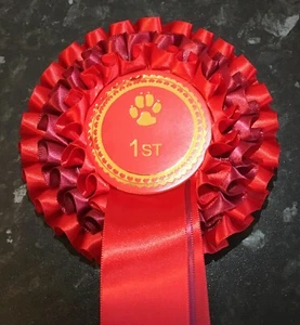 Rosette Dog Show Posizionamento Individuale 3 Livelli, centro 68mm in raso di qualità. - Foto 1 di 12