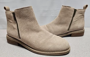 Crown Vintage Tan Leather Ankle Booties Womens Size 9.5 Boots Block Heel - Picture 1 of 8