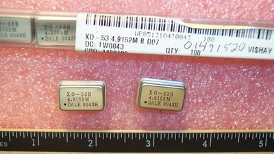 CANTIDAD (10) OSCILADORES DE CRISTAL TAMAÑO COMPLETO 4.9152 MHz 5V TTL XO53B-4.9152 DALE Foto 1 de 4
