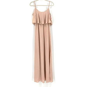 Show Me Your MuMu Caitlin Ruffle Maxi Dress Dusty Blush Crisp Large NWT - Picture 1 of 11