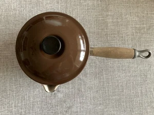 Vintage Le Creuset #16 Saucepan with Lid Brown Cast Iron France - Picture 1 of 12