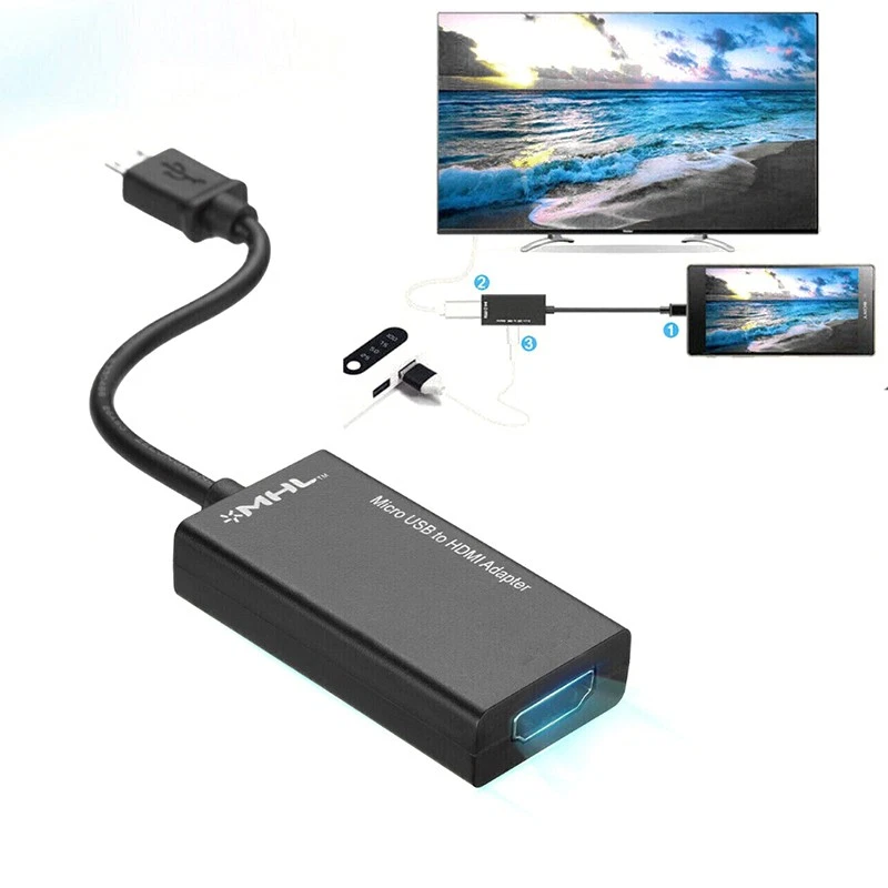 1080P Micro USB to HDMI Adapter Phone/Laptop MHL to HDTV Monitor Converter Cable - Image 1 of 4