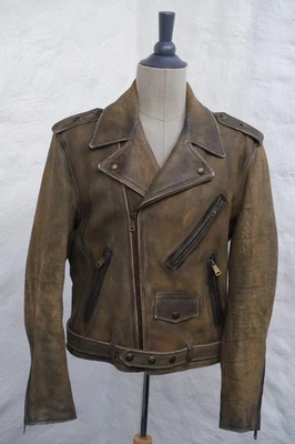 Chaqueta Ralph Lauren Etiqueta Púrpura Motociclista Moto Cuero Cerrado Grande Foto 1 de 4