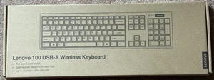 Lenovo 100 USB-A Wireless Keyboard - US English - BRAND NEW IN BOX - Free Ship - Picture 1 of 4