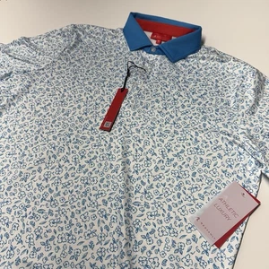 Redvanly Mens Bendall Floral Print Performance Golf Polo Shirt White Sz M - Picture 1 of 5