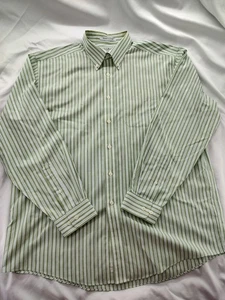 Camisa LL Bean Hombre L Botones Resistente a Arrugas Ajuste Verde Rayas - Imagen 1 de 6
