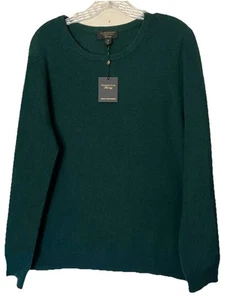 $139 NWT CHARTER CLUB Women's XL 100% Cashmere Crewneck Sweater, Deep Pine - Picture 1 of 9