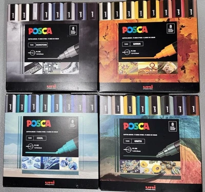 POSCA 4 Pkgs PC-5M Paint Marker Sets Monotone Cool Warm Earth Tone Colors NEW - Image 1 of 4