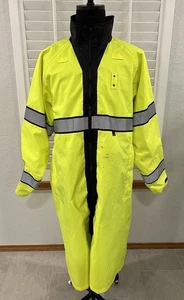 men's Large Blauer 733 Black Yellow B. Dry Reversable Rain Jacket 48" Long - Picture 1 of 18