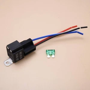 1x Pre-wired Relay 4 Pin with Socket Base Wires Fuse Kit 30A Amp Acc - Picture 1 of 4
