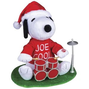 9" Animated Snoopy Joe Cool w/ Drum Set Plush Musical Christmas Tabletop Decor - Picture 1 of 7