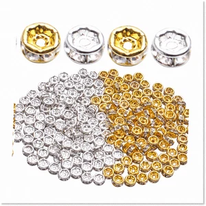 200Pcs Sparkling Rhinestone Spacer Beads - Rondelle Crystal Charm for DIY Bracel - Picture 1 of 7