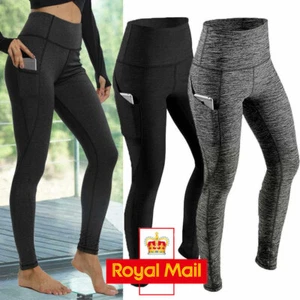 Women High Waist Gym Leggings Pocket Fitness Sports Running Ladies Yoga Pants UK - Picture 1 of 22