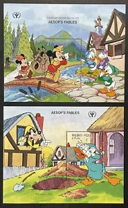 MALDIVES AESOP'S FABLES DISNEY STAMPS 2 SS 1990 MNH FAIRYTALE LITERACY YEAR - Picture 1 of 3