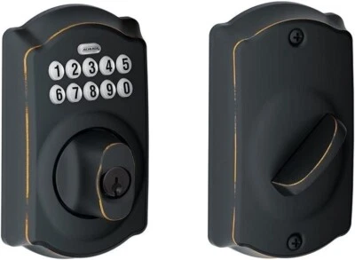 Schlage BE365 CAM 716 Camelot Keypad Entry with Flex-Lock, Aged Bronze