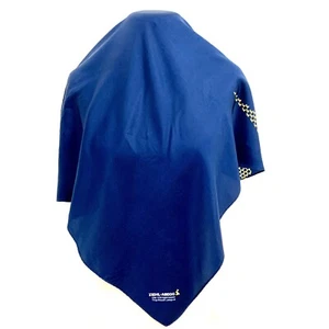 100% Silk Scarf - Solid Blue with Embroidery - 27"x25" Square Wrap #A72 - Picture 1 of 2