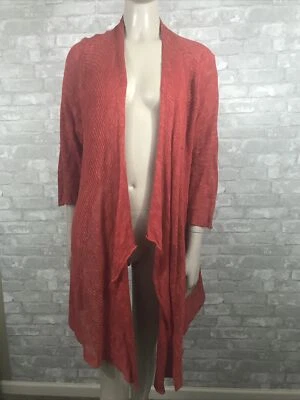 Cárdigan abierto Lane Bryant 14 16 rojo tejido mezcla de lino manga 3/4  Foto 1 de 4