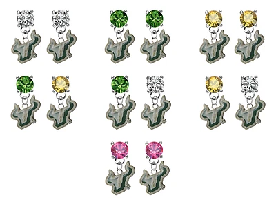South Florida Bulls Crystal Bling Earrings Stud Post Dangle - Mix & Match Colors - Image 1 of 2