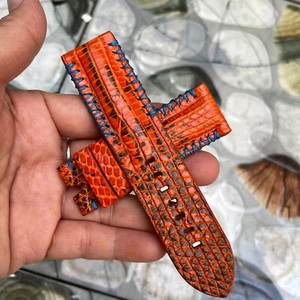 22mm/20mm Genuine Lizard leather watch strap band, leather watch strap Orange - Picture 1 of 18