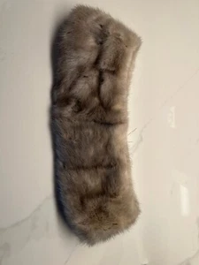 Vintage Real Mink Gray Collar Women Small 15" Round Detachable Hook / Eye Lined - Picture 1 of 4