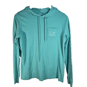 Vineyard Vines Green Long Sleeve Logo Hooded Shirt Womens Small - Picture 1 of 7