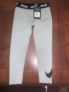 NWT Girls Youth Nike Sport Leggings Gray w/ Black Swoosh Size 6 $30 - Picture 1 of 1