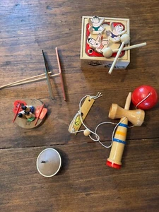 Vintage Japanese Wooden SUMO toys LOT + COOL BOX! - Picture 1 of 19