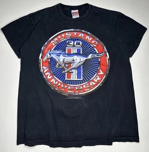 Vintage Ford Mustang Black TShirt 30th Anniversary Single Stitch Mens L - Picture 1 of 9