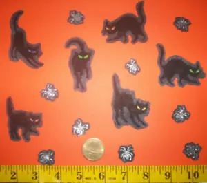 New Halloween Scary Cat and Spiders Iron-ons Fabric Appliques Iron-ons - Picture 1 of 1