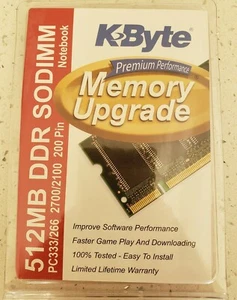 K-Byte 512 MB PC2700 DDR-333 Laptop Memory RAM 761133839591 - Picture 1 of 3