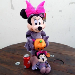 DISNEY CAT MINNIE 24" HALLOWEEN GREETER & SMALL PLUSH matching set rare 2019 new - Picture 1 of 8