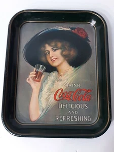 Coca-Cola Vintage 1972 Rectangular Tin Serving Tray Victorian Girl  - Picture 1 of 10