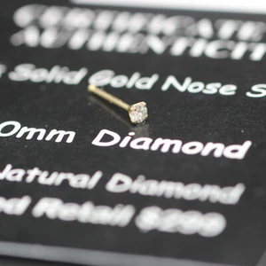 Piercing de nariz de diamante real certificado oro amarillo de 14K - Evaluado - Nuevo - - Imagen 1 de 5