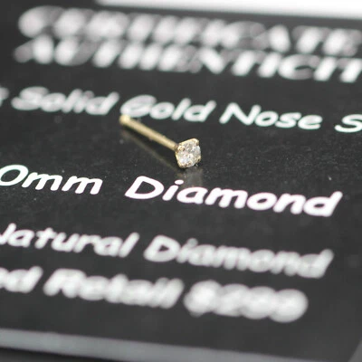 Piercing de nariz de diamante real certificado oro amarillo de 14K - Evaluado - Nuevo - Foto 1 de 4