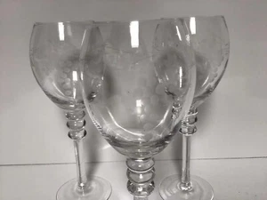 Antique Vintage Mid-20th Century Cut Goblet Wine Glasses Set of 3 - Picture 1 of 5