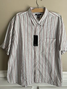 NWT Bruno Men's Short Sleeve Button Down Shirt Striped #XB 1123e - Picture 1 of 5