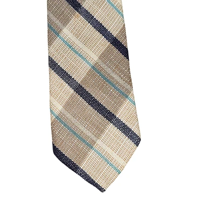 Corbata de Colección Wembley Para Hombre Azul Tostado Rayas Diagonal Tejida a Cuadros 59" Forrada Foto 1 de 4